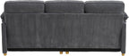 ONBRILL 86.6" Corduroy Couches for Living Room, Comfy 3 Seater Sofa with Pillow-Top Armrest & Dual-Layer Cushions, Mid Century Modern Couch for Bedroom, Apartment, Grey