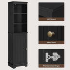 Yaheetech 60.5" Freestanding Bathroom Storage Cabinet, Tall Slim Floor Cabinet with 3 Shelves & Door, Space Saving Organizer, Home Storage Furniture, Black