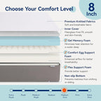Amazon Basics Memory Foam Mattress, Medium Firm, 8 Inch, Full, White/Grey