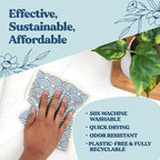 FEBU Swedish Dishcloths for Kitchen | 5 Pack Floral Reusable Paper Towels Washable | Swedish Dish Towels | Non-Scratch Cellulose Sponge Cloths | No Odor, Biodegradable Cleaning Cloths