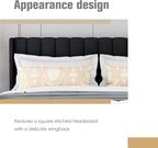 AGARTT Upholstered Platform Bed Frame King Size with Headboard and Footboard/Wooden Slats Support/No Box Spring Needed/Easy Assembly,Black Linen