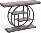Little Tree Console Table, 4-Tier Entryway Table Behind Couch Table, 41.3-Inch Farmhouse Sofa Table for Living Room, Foyer Hallway Table for Entrance, Grey and Black