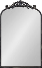 Kate and Laurel Arendahl Traditional Arch Mirror, 19 x 30.75, Antique Black, Baroque Inspired Wall Decor
