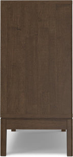 SIMPLIHOME Harper Buffet - 38 inch Wide Solid Hardwood 2-Door Sideboard Buffet in Walnut Brown, Mid-Century Modern Cabinet for Dining Room or Kitchen with Adjustable Shelves and Tapered Legs