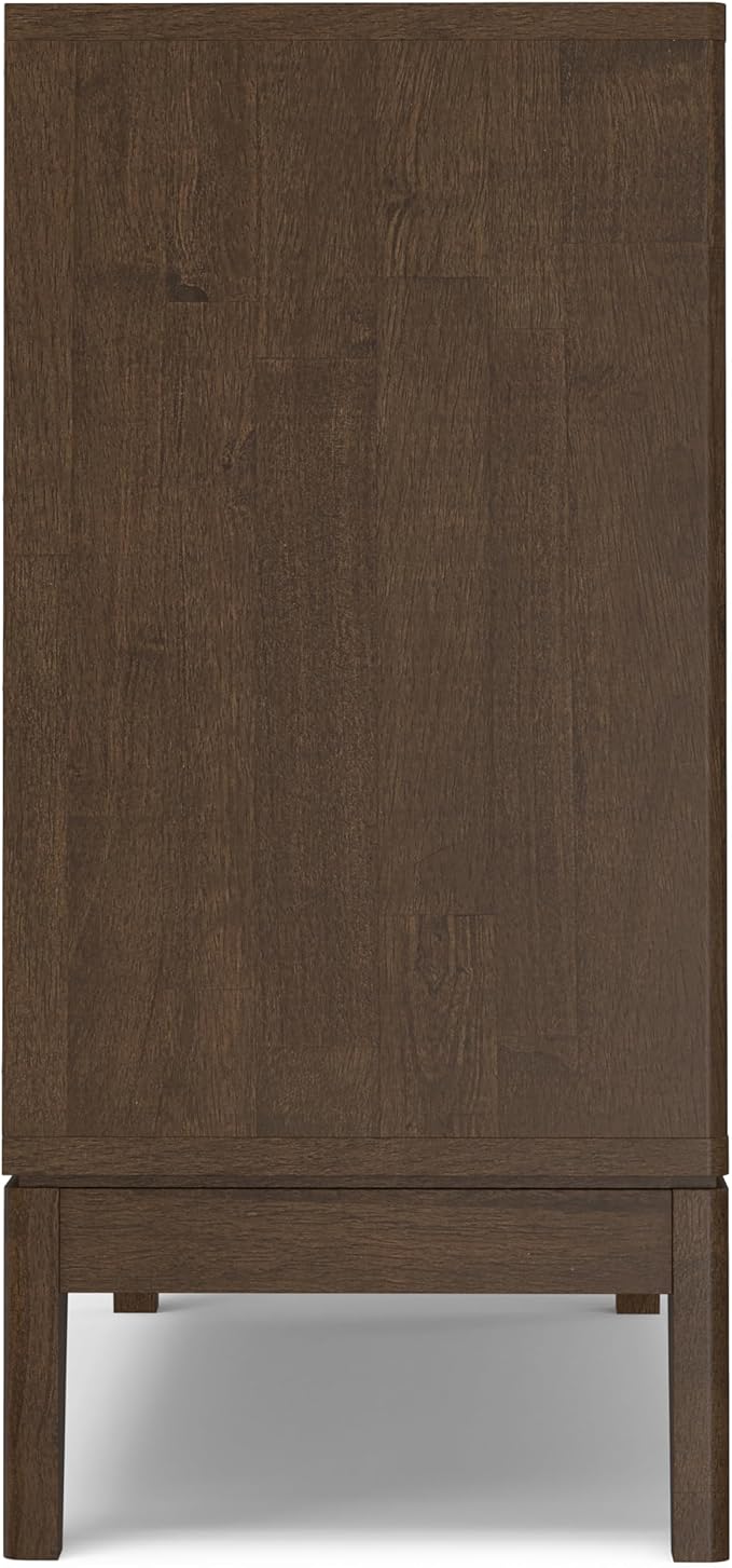 SIMPLIHOME Harper Buffet - 38 inch Wide Solid Hardwood 2-Door Sideboard Buffet in Walnut Brown, Mid-Century Modern Cabinet for Dining Room or Kitchen with Adjustable Shelves and Tapered Legs