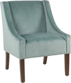 Homepop Home Decor | Upholstered Classic Swoop Arm Accent Chair | Accent Chairs for Living Room & Bedroom | Decorative Home Furniture, Light Velvet Aqua Blue