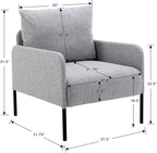 Kmax Fabric Single Sofa Couch Modern Accent Chair for Living Room Small Space, Apartment, Bedroom, Dorm, Office - Grey