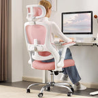 Office Chair Ergonomic Desk Chair, 4000 LBS Home Mesh Office Desk Chairs with Wheels, Computer Chair, Comfortable Gaming Chair with 3D Headrest, High Back Office Chair for Long Hours (Pink)