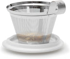 Tea Forte Double-Walled Ceramic Kati Cup, Removable Stainless Steel Infuser Basket and Lid, Steeps 12 oz Loose Leaf Tea, Dishwasher & Microwave Safe, Cherry Blossom