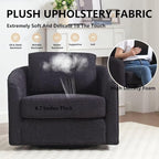 MINCETA Oversized Accent Chair for Living Room, 360° Swivel Barrel Chair with High Density Foam, Modern Glider Chair with Performance Fabric Upholstered Armchair for Apartment, Bedroom Black