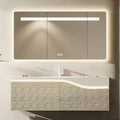 44in Elegant Modern Luxury Bathroom Vanity with Sink - Wall Mounted Solid Wood Cabinet & Smart LED Defogging Mirror | Single Sink Bathroom Cabinets