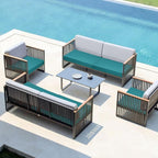 Easy-Going Waterproof Patio Cushion Covers 22x20x4 inch 4 Pack Replacement Non-Slip Outdoor Seat Cushion Slipcover with Zipper. Teal