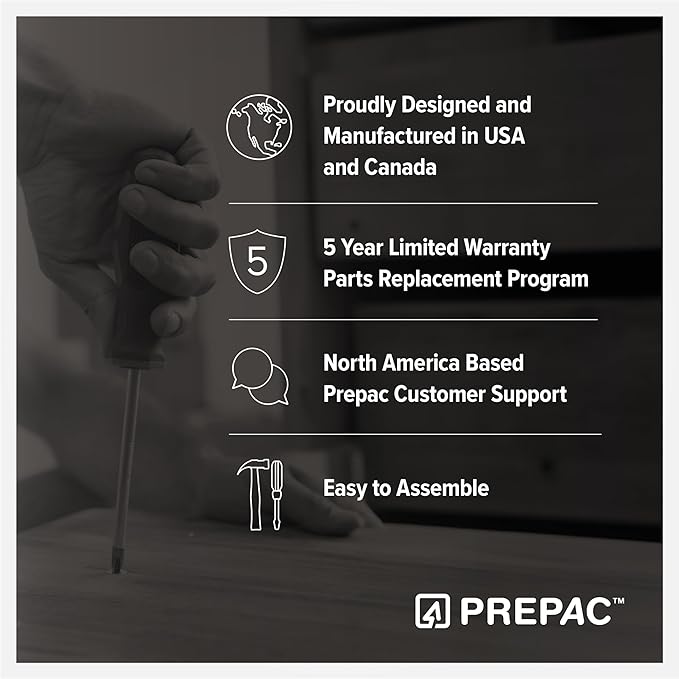 Prepac Astrid Tall Black Dresser for Bedroom: 16.5"D x 19.75"W x 50"H, 6-Drawer Chest for Bedroom by Prepac - Perfect Chest of Drawers for Ample Storage in Narrow Spaces