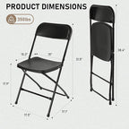 SEALAMB Plastic Folding Chairs 16 Pack, Black Commercial Portable Indoor/Outdoor Chairs for Home Office, Wedding, Events Parties with Steel Frame, 350lbs Capacity (Black-Plastic, 16 Pack)