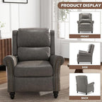 UIXE PU Leather Pushback Recliner Chairs Set of 2, Overstuffed Armchair Push Back Accent Chair for Living Room, Rivet Trim Club Chair Home Theater Single Sofa Bedroom Side Reading Seat - Gray