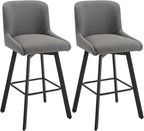 Swivel Bar Stools Set of 2, 30''H Upholstered Barstools with Backs, Modern Counter Height Bar Stool Chairs for Kitchen Island, Metal Legs, Fabric, Gray Counter Stools