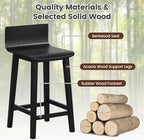 COSTWAY Solid Wood Bar Stools Set of 4, 24.5-inch Counter Height Chairs with Low Back and Footrest, Farmhouse Wooden Armless barstools for Kitchen Island, Dining Room, Cafe, Breakfast, Black