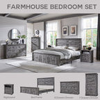 26" Tall 2 Drawers Dresser for Bedroom, Farmhouse 23.6" Wide Large Nightstand with Charging Station, Wood Rustic Side Table w/Roman Column, End Table for Bedroom, Living Room, Light Grey