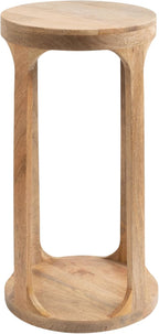 Kate and Laurel Dahl Wooden Round Drink Table; 12 x 23; Natural Brown; Transitional Boho Circle Wood Accent Pedestal Table for Living Room Plant Stand or Small Bedroom Nightstand