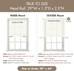 Madison Park Kyler Cordless Roman Shades - Single Panel, Lightweight Linen Blend Fabric, Natural Design, Easy Installation, Light Filtering Window Blind, Bedroom, Living Room Decor 29"W x 64"H Ivory