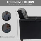 Lumibee Faux Leather Armchair, Contemporary Accent Chair with Nailhead Trims & Wood Legs for Living Room, Upholstered Comfy Arm Chair for Office,Bedroom-Black