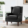 Lumibee Accent Chair, Faux Leather High Back Armchair or Living Room, Comfy Upholstered Single Sofa Reading Chair with Solid Wood Legs for Office, Bedroom, Waiting Room-Black
