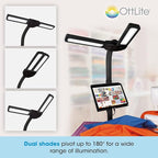 Ottlite Dual Shade LED Standing Floor Lamp with Adjustable Stand - Wide Range of Illumination with Built-in 2.1A USB Charging Port and Flexible Neck - 4 Brightness Settings for Reading & Studying