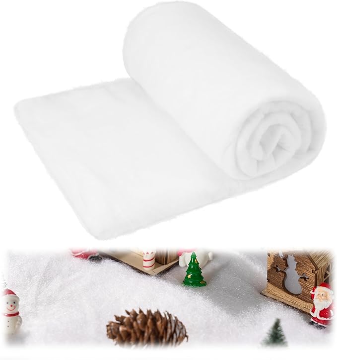 JOYIN Christmas Snow Blanket Roll (3x8 Ft,1 Pcs) for Christmas Decoration,Thick White Soft and Artificial Snow Blankets for Under The Xmas Tree Xmas Decor, Holiday and Winter Village Displays