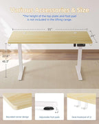YIHAYO Electric Standing Desk, 55 x 24 Inches Stand Up Desk with Splice Board, Adjustable Height Desk, Computer Desk for Home Office, White Frame/Natural Top