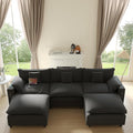 Cloud Couch, Modular Sectional Sofa with Ottoman, Charging Station, Throw Pillows, Cup Holders, Modern Convertible L Shaped Couches for Living Room, Bedroom (Classic Black, 116"- U Shape)