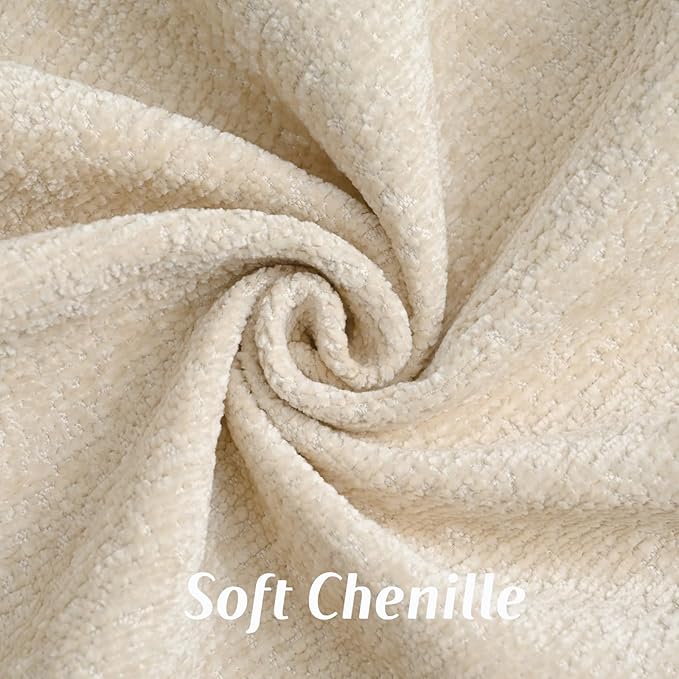 FUTEI Beige Chenille Throw Pillow Covers 20x20 Inch Set of 2,Soft Cozy Bound Edge Design Cushion Case,Home Decor for Couch Bed Living Room