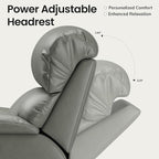 COLAMY Triple Motors Power Recliner Chair with Power Headrest & Lumbar Support Independent Adjustment for Living Room, Leather Electric Recliner Sofa Chair, Gray