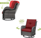 HUMMUH 5 Pieces Patio Furniture Set Wicker Outdoor Sectional Sofa with Swivel Rocking Chairs,Patio Ottomans