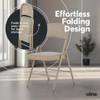 Oline Vinyl Folding Chairs, Padded Vinyl Cushion Chairs with Durable Metal Frame, Indoor Outdoor Stackable Foldable Guest Chairs for Office Wedding Kitchen Dining, 300lb Capacity (Khaki, 6 Pack)
