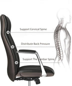 EUREKA ERGONOMIC Royal Slim Executive High Back Black Leather Office Chair, Home Desk Chair for Adults, Big and Tall with Wheels, Swivel Rolling