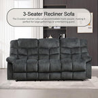 CANMOV Manual Recliner Sofa Set,2 Pieces Sofa Furniture Set for Living Room, Manual Reclining Loveseat and Recliner Sofa with Overstuffed Arms for Living Room, Bedroom, Grey(2+3)