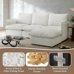 Waterproof Cloud Sectional Couches for Living Room,High Backrest Down Filled Couch,6 Seater Oversized Modular U-Shaped Sofas with Chaise,Detachable Sofa Covers,Cream White