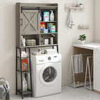 Over The Toilet Storage Cabinet, Farmhouse Storage Cabinet Over Toilet with Sliding Barn Door,Home Space-Saving Toilet Rack, for Bathroom, Restroom, Laundry, Grey