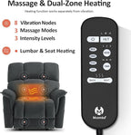 MCombo Large-Wide Dual Motor Power Lift Recliner Chair, Massage and Dual Heating for Elderly People, Infinite Position, Fabric R7166 (Dark Grey)