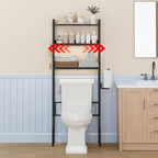 Over The Toilet Storage, 3-Tier Metal Over Toilet Bathroom Organizer Shelf with Adjustable Shelf with Toilet Paper Holder & Hooks Black
