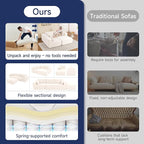 2025 New 108" Cloud Couch Sectional, Modular Sectional Sofa with L-Shaped Chaise, Deep Seat Sectional Modular Couch for Living Room, No Assembly Required (Beige, Chaise Ottoman)