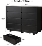 Black Dresser for Bedroom, 53.1" Wide 8 Drawer Dresser, Mid Century Modern Dressers Chest of Drawers, Wooden Large Dressers for Bedroom, Closet