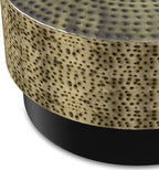 SIMPLIHOME Montrose Metal Coffee Table - 30 inch Wide Solid Iron Round Living Room Table in Antique Gold and Black, Modern Industrial Cocktail Table for Lounge with Hand-Hammered Texture, Assembled