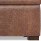 SIMPLIHOME Gabbie 48 inch Wide Contemporary Rectangle Rectangular Storage Ottoman in Distressed Saddle Brown Vegan Faux Leather, Assembled, for The Living Room, Entryway and Family Room