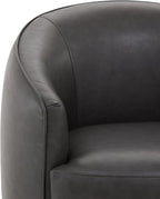 CHITA Swivel Barrel Chair, Modern Comfy FSC Certified Upholstered Faux Leather Accent Chair for Living Room, Fully Assembled, Grey