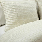 Lush Decor Hygge Geo Pattern Striped 3 Piece Quilt Bedding Set, King, Ivory