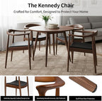 Tomile Upholstered Dining Chair Kennedy Armchair, Mid Century Modern Kitchen & Dining Chairs with PU Leather Cushion Seat, Hans Wegner Elbow Chair for Living Room Bedroom Office (Walnut Color)
