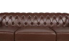 LEVNARY Chesterfield Sofa, Classic Tufted Upholstered Leather Couch, Modern 3 Seater Couch Furniture with Tufted Back for Living Room Office (Dark Brown)