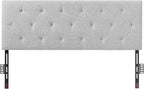 VEVOR Headboard, Full Size Headboard with Adjustable Height, Comfortable Diamond Tufted for Full Size Bed, W 56.3 x H（35.6-47.4） inches, Ideal for Bedroom, Hotel, Homestay, Dormitory, Light Grey