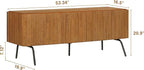 NTC Veil TV Stand with 3 Doors for TVs up to 60’’, Media Console with Vertical Groove Design and Metal Legs, Modern Entertainment Center for Living Room and Bedroom, Effortless Assembly, Teak Look